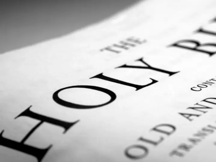 Black and white Holy Bible pages